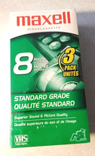 Lot of 3 MAXELL Standard Grade 8 Hour VHS Video Cassette Blank Tapes T-160 NEW