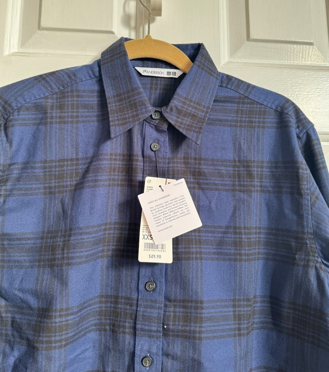 UNIQLO J W Anderson Flannel Checked Long-Sleeve Long Shirt S XS