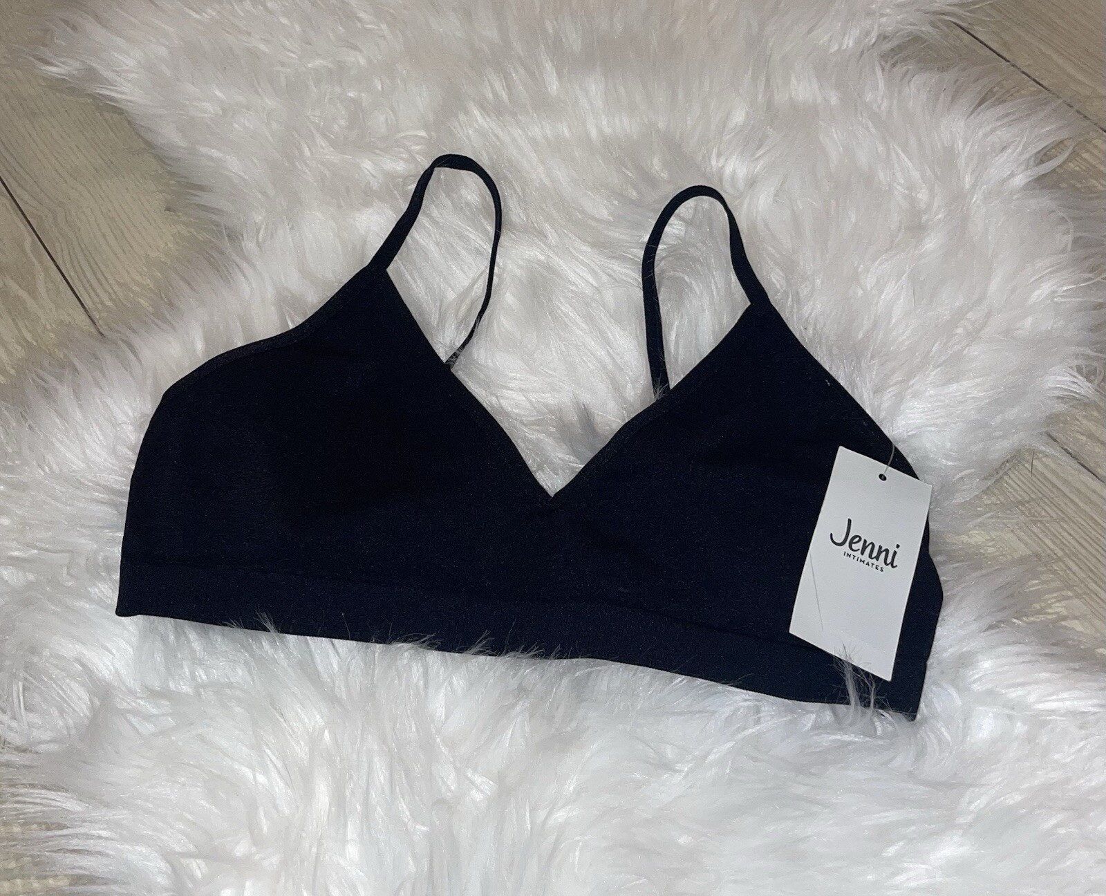 Jenni Bralette Bra Unlined Wire Free Womens M Medium Black New-image