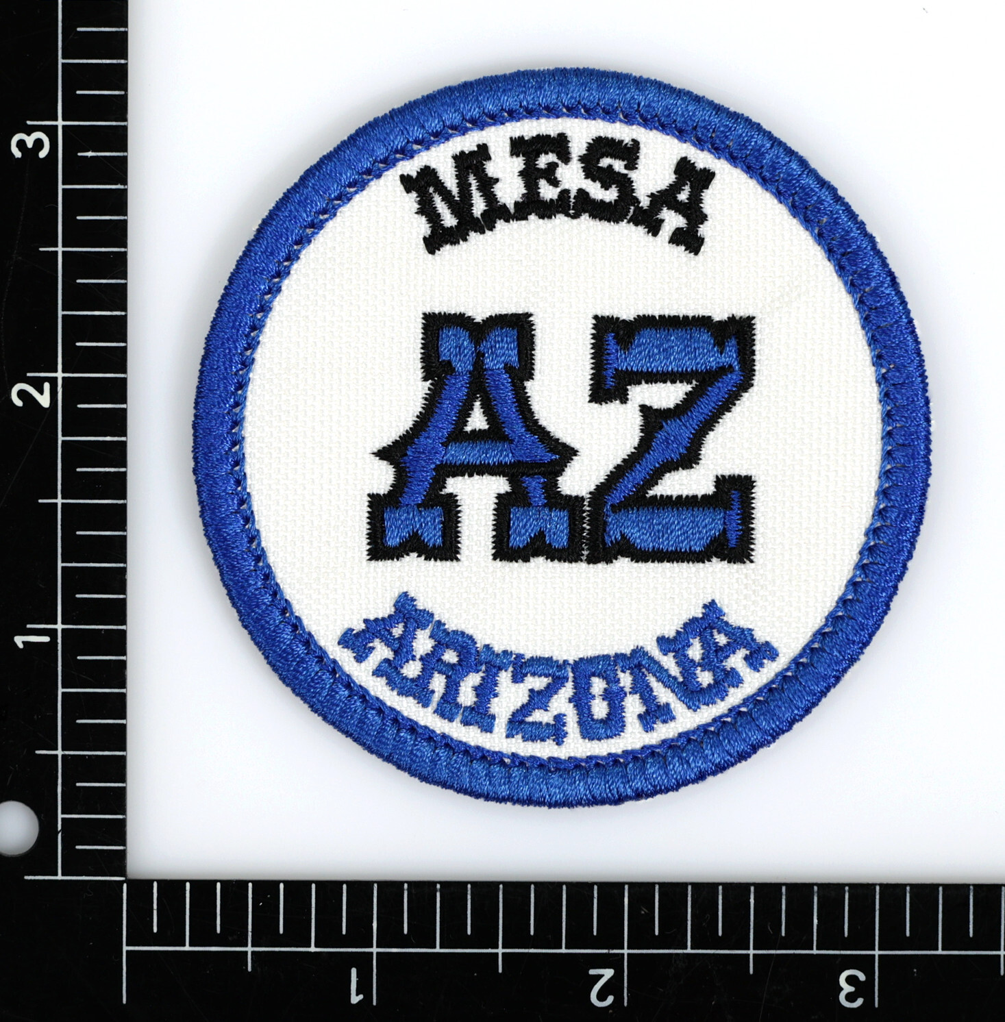 Mesa Arizona Embroidered Patch Ivory/Royal Blue Iron-On Sew-On Jacket Backpack