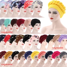 Muslim Women Braid Turban Hijab Hat Hair Loss Bonnet Chemo Cap Wrap Headscarf