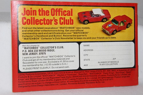 Matchbox Toys, catálogo coleccionistas original |