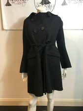 Dsquared 361019 Black Wool Belted Coat Mid Length Sz 42