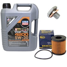 Motoröl Set 5W-30 5 Liter + Ölfilter SH 4035 P + Schraube für Citroen Peugeot