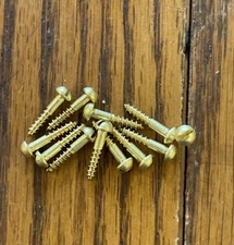 # 2 X 1/2” Wood Screws Slotted Round Head Solid Brass Free Shipping