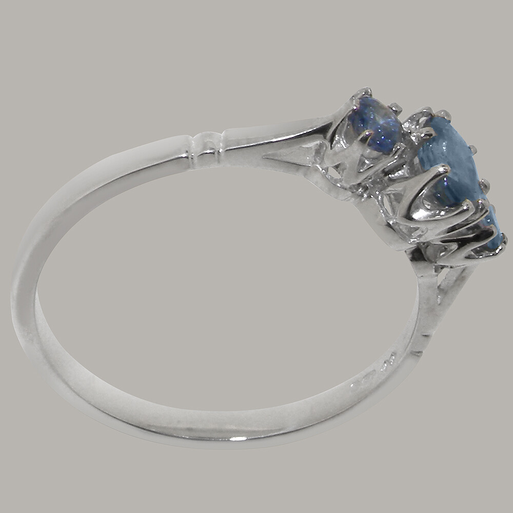 Solid 925 Sterling Silver Natural Sapphire Womens Trilogy Ring - Sizes ...