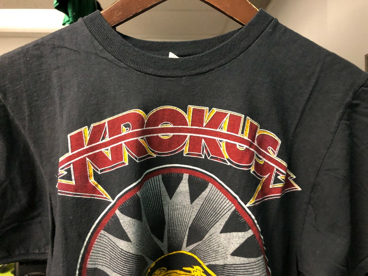 ORIGINAL VINTAGE KROKUS ROCK BAND 1981 WORLD TOUR BLACK T-SHIRT