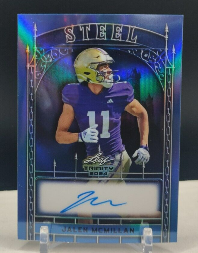 BLAQUE SPURM featuring FYNE レア Jalen Mcmillan #10/10 AUTO Blue Prizm 2024 Leaf Trinity Steel