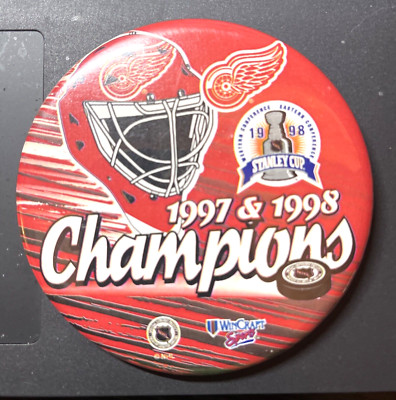 NHL Detroit Red Wings 97 & 98 Stanley Cup Champs Button