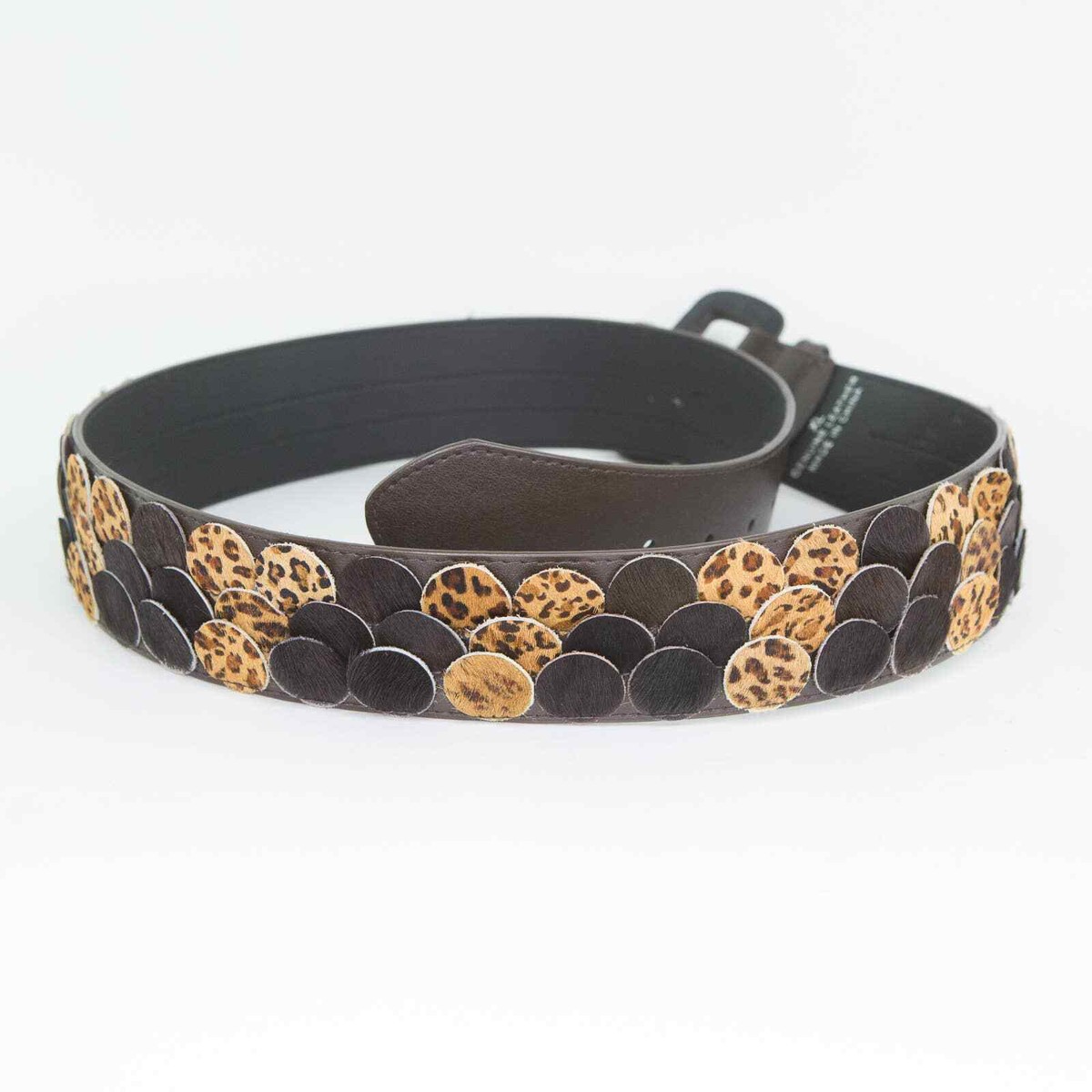 OSCAR DE LA RENTA Leather Belt Leopard Print Calf Hair XL  display picture 2