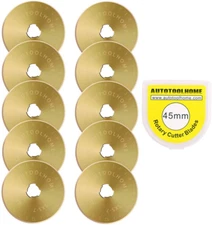 Titanium Coated Rotary Cutter Blades 45Mm 10 Pack Replament Blades Quilting...