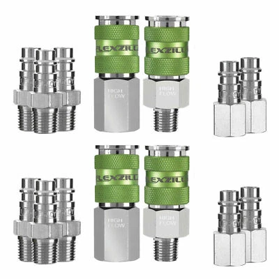 14pc LEGACY FLEXZILLA PRO HI FLO AIR HOSE QUICK COUPLER FITTING SET A53458FZ-BAL
