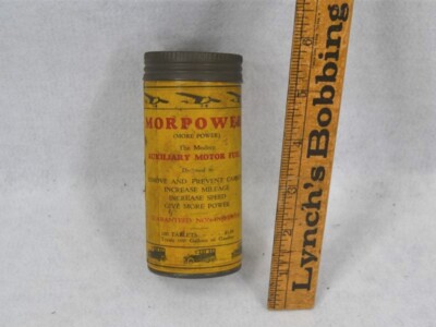 antique automobile fuel gas pill  additive decarbonize MorPower 1930 container