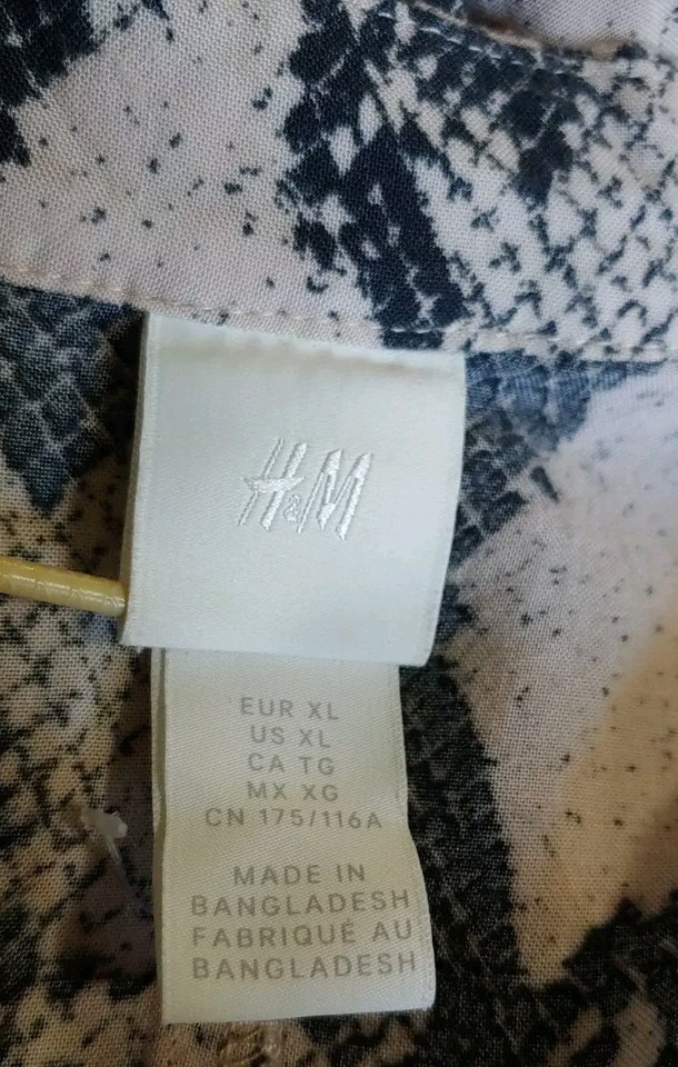 H&M Dress Womens XL Tent Animal Print Cap Short Sleeve Pullover VNeck Slits eBay