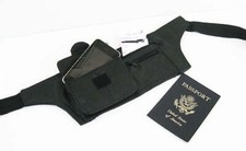 Black Genuine Leather Fanny Pack Money Belt Thin Waist Bag Travel New