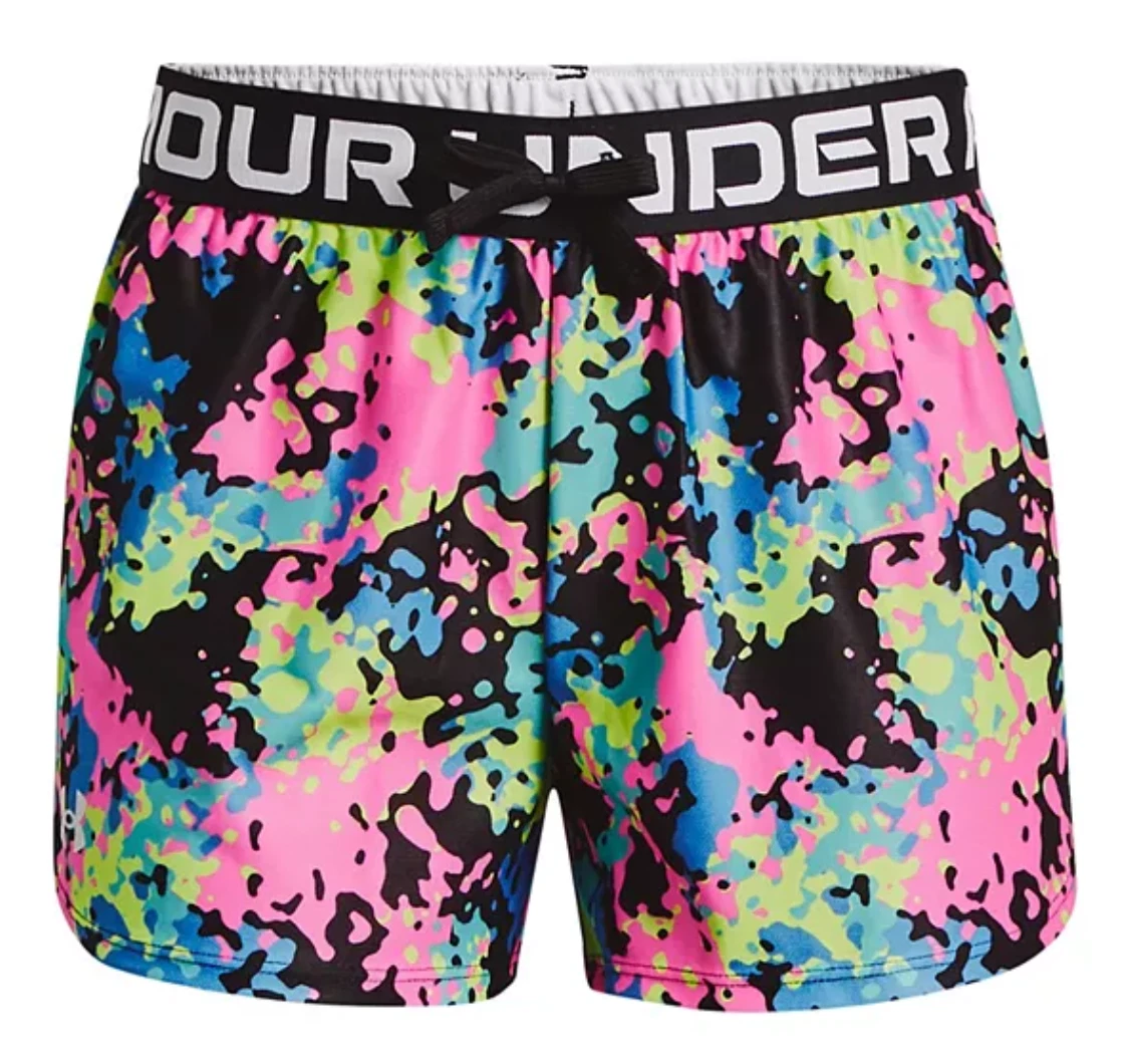 Under Armour Girls XL Fresco Blue Printed Moisture Wicking Drawstring Shorts NWT