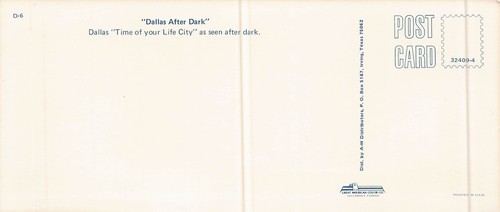 Vintage Postcard Dallas, Texas After Dark City Sky Line 8.25 x 3.5 inches - Picture 2 of 2