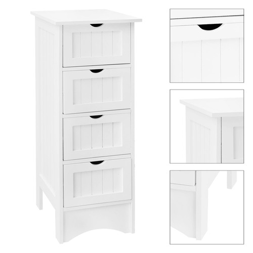 Mueble armario blanco 4 cajones madera MDF cómoda común baño y aseo 30x81x30cm - Imagen 2 de 5