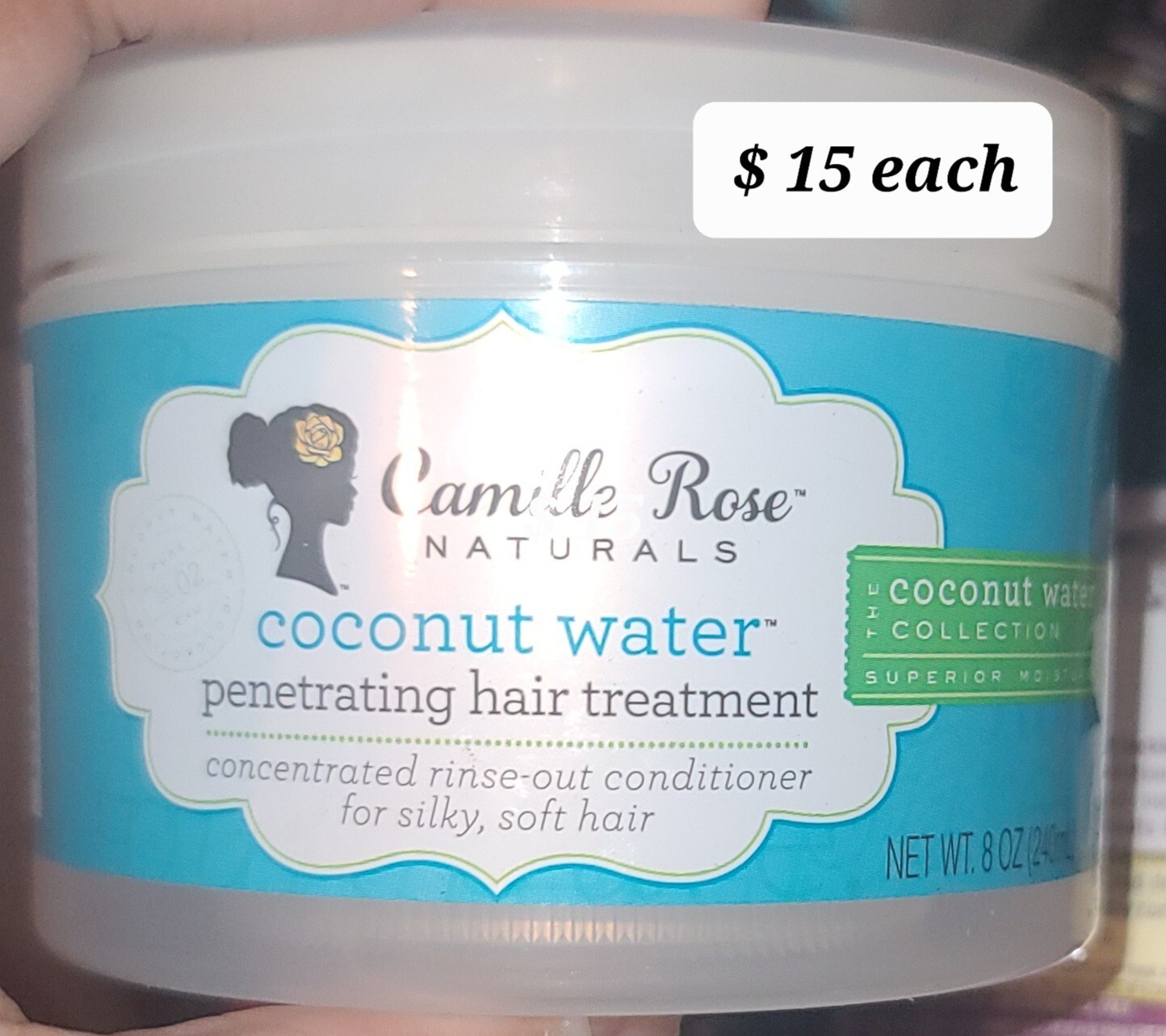 Camille Rose Naturals COCONUT WATER hair treatment 8oz Hydrating Creme