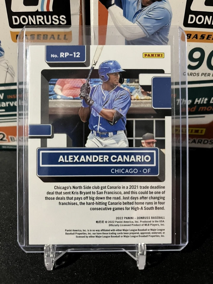 2022 Donruss Alexander Canario Diamond Parallel Rated Prospect #RP-12 Cubs - Image 2 of 2
