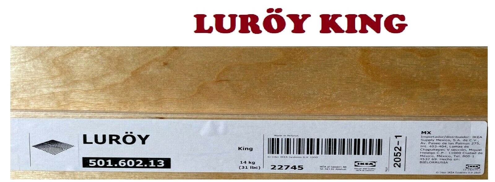 IKea LUROY KING Slatted Bed Base Birch Veneer 501.602.13 LURÖY Brand