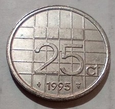 25 Cents 1995 Netherlands Coin Slight Rim Error Beatrix Koningin Der Nederlanden