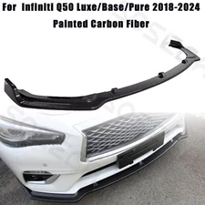 For Infiniti Q50 Luxe/Base 2018-2024 Carbon Fiber Look Front Bumper Lip Splitter