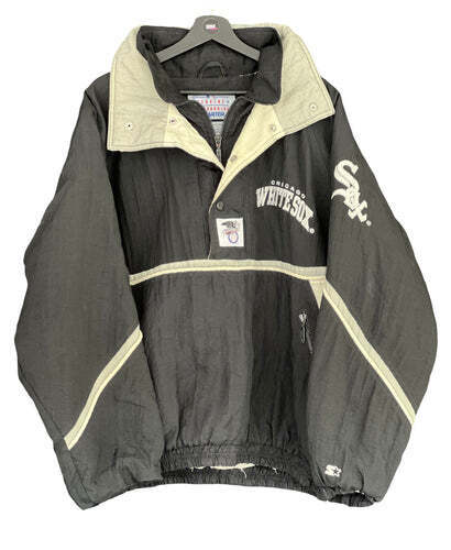 Starter Chicago White Sox half Zip puffer jacket warm up black/ grey Size Large - Bild 1 von 1