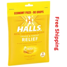 Halls Relief Honey Lemon Sugar-Free Cough Drops Value Pack (80 Ct.)