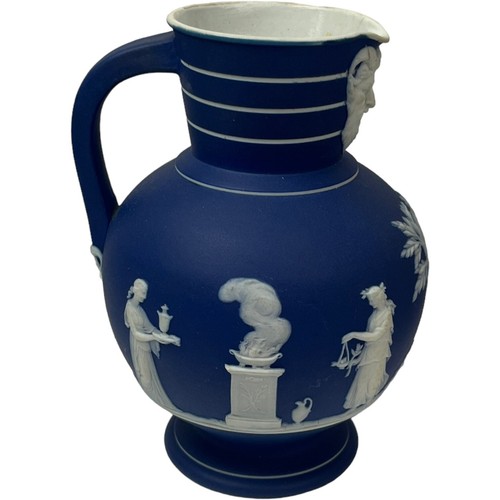 Antigua jarra dórica victoriana de 1879 Wedgwood Inglaterra azul cobalto jaspe musas - Imagen 3 de 11