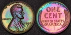 1956-D Lincoln Wheat Cent penny RAINBOW TONING and high luster (60-90)