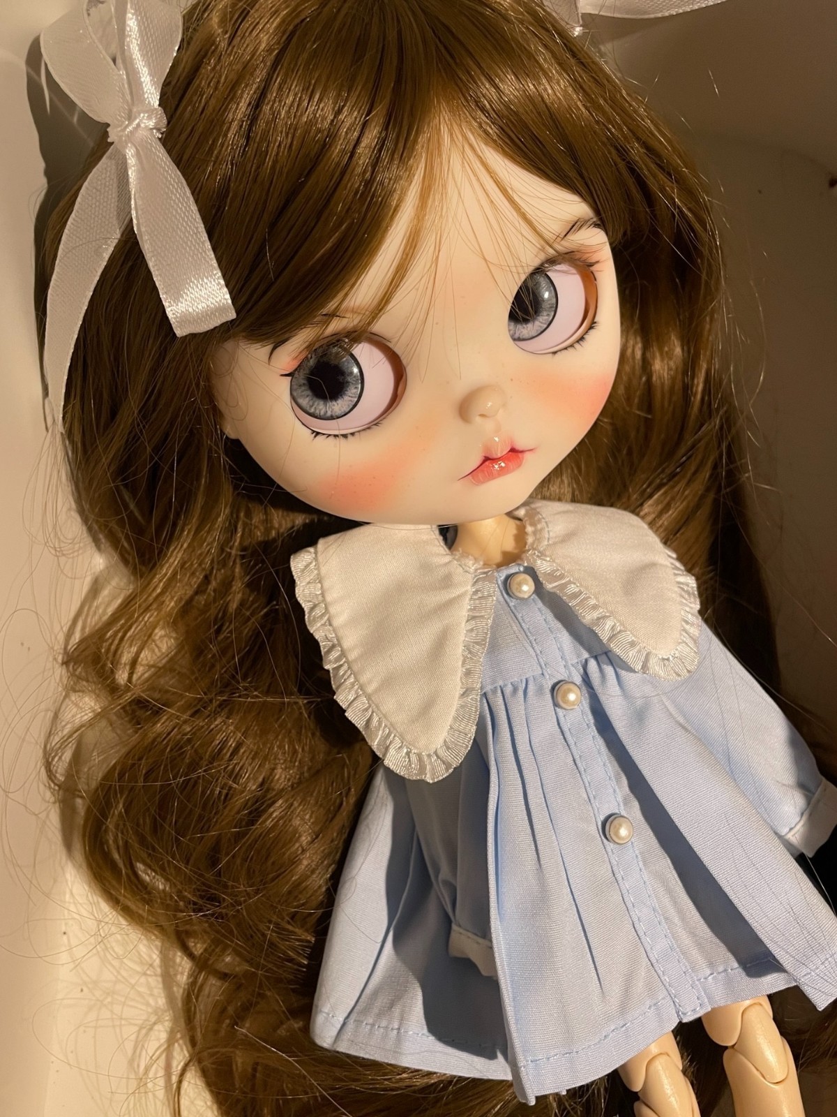 12-Inch Blythe Custom Doll with 4 Glass Eye Chips & 19-Joint Body Includes Dress