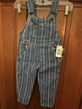 NOS Kids Lee Jeans Overalls 2T Blue Red Stripes Loose Fit USA 24x12 1/2
