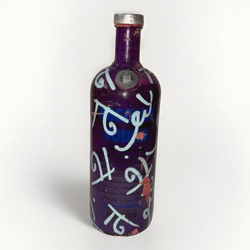Vintage Britton handbemalte Absolut Flasche aus Palm Beach Nachlass 1990er lila