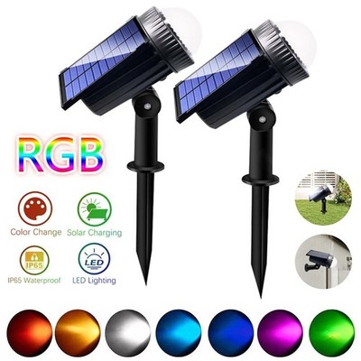 2X Solar Color Change Spot Light Outdoor Garden Spotlight Pathway Lawn Wall Lamp