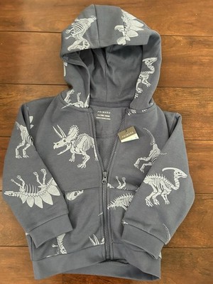 Primark Kids Navy Blue Dinosaur Skeleton Zip Up Hoodie 3-4 Years NWT