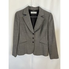 Tahari Arthur S. Levine Size 6 Gray Buttoned Lined Career Blazer Jacket Women's