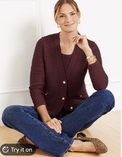 Talbots Textured Kate Cardigan Sweater Size L NEW