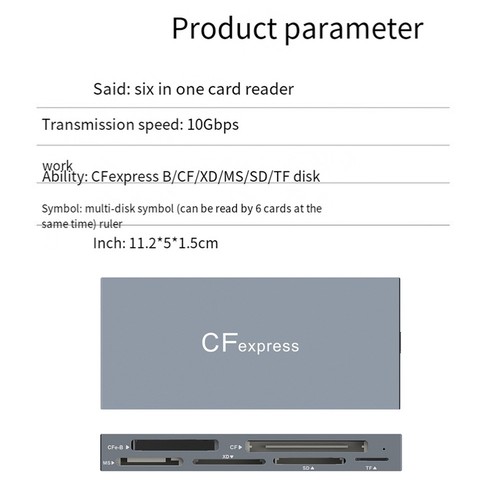 6-In-1 CFexpressB-Kartenleser, USB 3.2-Kartenleser für /TF/MS/XD/-Speiche2581 - Photo 3/8