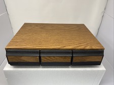 Vintage 3 Drawer 42 Audio Cassette Tape Storage Holder Case Faux Wood Grain Look