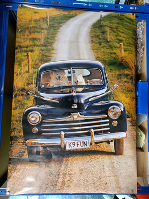 K9 Fun Vintage Poster Oldtimer Zwei Hunde Poster Super Deluxe Modellauto