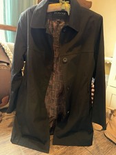 Towne by London Fog Black Mid-Length Jacket Button Collared Lined S Regular