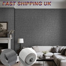 Plain Dark Grey Thick Textured Wallpaper Embossed Linen Effect Wall Paper Decor