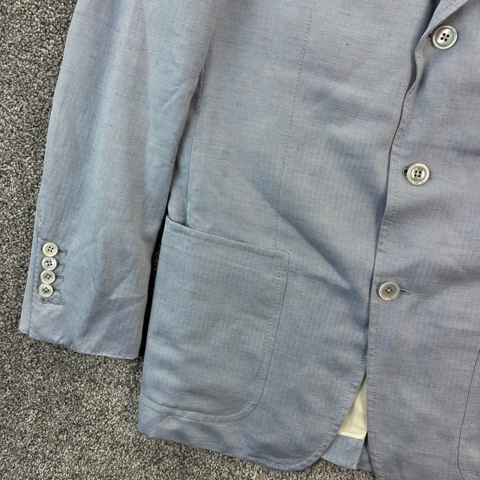 Abrigo Blazer Deportivo Tom Ford Para Hombre 50R Azul Espiga Morera Seda Tussah Lino Foto 3 de 4