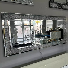 120cm Elegant Crystals Embedded Wall Mirror Sparkle Vanity Mirror Art Piece Gift