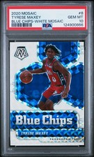 2020 MOSAIC #8 TYRESE MAXEY ROOKIE BLUE CHIPS WHITE MOSAIC #21/25 GEM-MT PSA 10