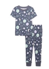 Wonder Nation Girls Grey Space-Themed Pajama Set Cotton Short Sleeve Grey 4T NWT