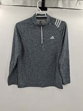 Adidas Men's Poly Warm Fleece Pullover Sweat Shirt 1/4 Zip Gray Size Medium