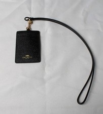 Coach Women's Crossgrain Leather 2 Slot ID Lanyard BE5 Gold/Black One Size
