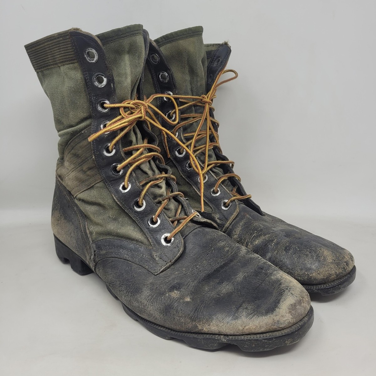 Vintage Belleville Boots 12R Green Black Leather Combat Military